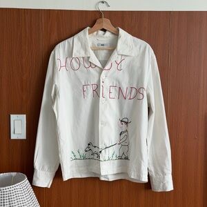 BODE - Houdy Camp-Collar Embroidered Cotton-Canvas Shirt - White